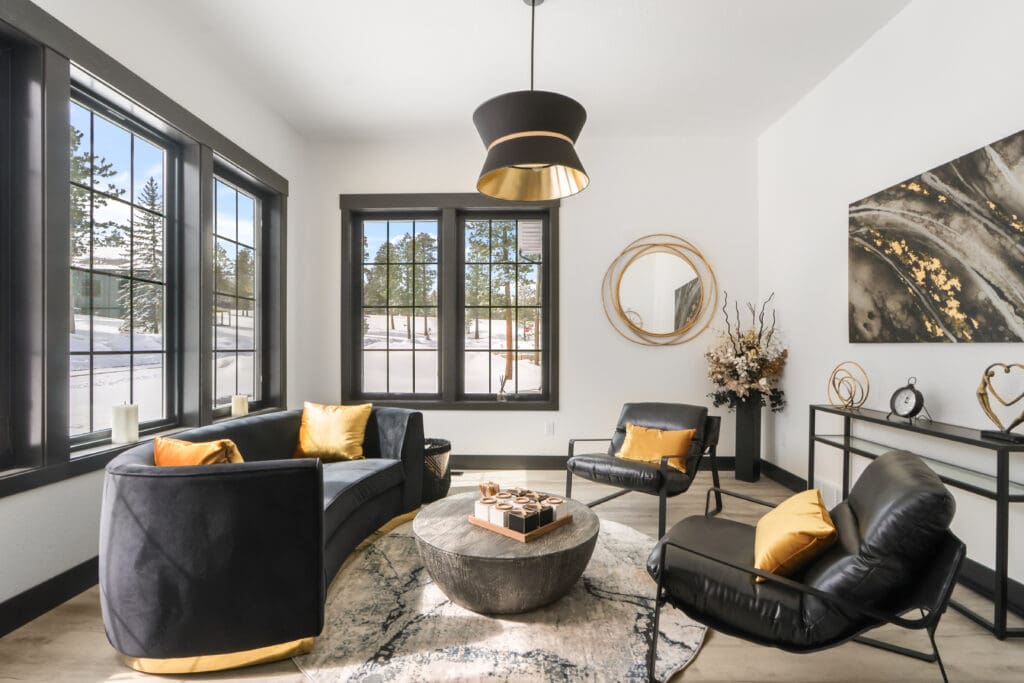 Entertainment room in custom home after completion with Legacy Custom Homes & Design building process in Spearfish, SD.